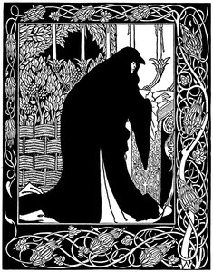女王Guenever如何让她成为一名修女，1893-94赛季托马斯马洛里爵士的“Le Morte d&39;Arthur”插图 作者 奥布里·比尔兹利