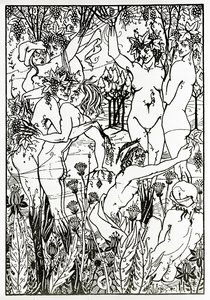 狂欢》，约1894年（平版）。 作者 奥布里·比尔兹利