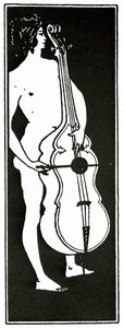 大提琴人，c.1894 作者 奥布里·比尔兹利