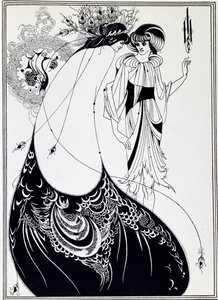 孔雀裙。 奥斯卡王尔德的莎乐美插图 - 绘图 作者 Aubrey Beardsley
