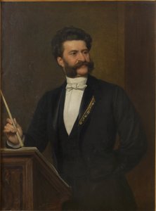 约翰-施特劳斯1825-1899年的画像，1888年。 作者 奥古斯特·艾森曼格
