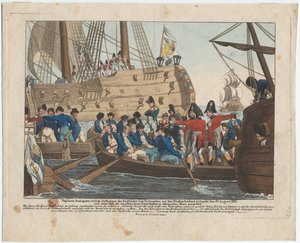 拿破仑·波拿巴（英语：Napoleon Bonaparte）于8月8日从贝莱彭（Bellerophon）带到诺森伯兰郡（英语：Northumberland） 作者 奥古斯特·弗里德里希·安德里亚斯·坎普