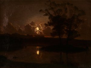 丹麦语：Hjortekæret 的秋夜，Jægersborg 鹿园，月光