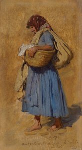 农民的妻子在吹鼻子，约1871-1874年 作者 奥古斯特·里特·冯·佩滕科芬
