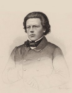 作曲家安东-鲁宾斯坦1829-1894年的肖像，1850年。