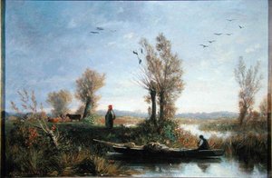 运河岸边（布面油画） 作者 奥古斯特-保罗-查尔斯·阿纳斯塔西