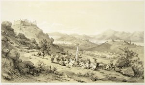 澳门概况，《中国速写》第11版，尤金-西切利（1813-90）1842年刻制（着色石印）。