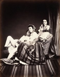 躺椅上的三个裸体女人，约1850年