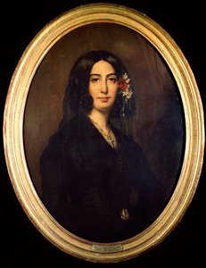 George Sand (Aurore Dupin, Baronne Dudevant) (1804-1876) 于 1832 年的肖像。 Auguste Charpentier (1813-1880) 绘画巴黎卡纳瓦莱博物馆