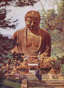 日本镰仓的大佛（彩色石版画） 作者 奥古斯特·杰拉丁（Auguste Gerardin）