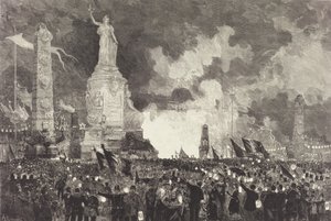 7月14日。共和国广场的照明，1883年。 作者 奥古斯特·勒佩雷（Auguste Lepere）