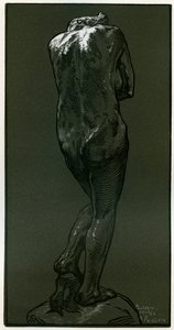 1898年罗丹（Rodin）雕刻雕像后的木刻画。