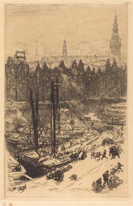 从维多利亚酒店看到的阿姆斯特丹（Amsterdamvue de Victoria Hotel）。 作者 奥古斯特·勒佩雷（Auguste Lepere）