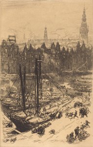 从维多利亚酒店看到的阿姆斯特丹 维多利亚酒店的景色，1901年。 作者 奥古斯特·勒佩雷（Auguste Lepere）