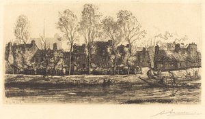 亚眠的索姆河岸(Bords de la Somme a Amiens) 作者 奥古斯特·勒佩雷（Auguste Lepere）