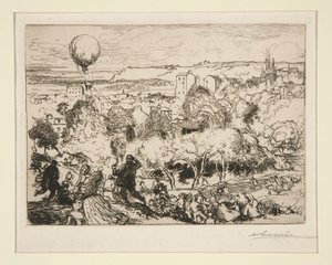 La ballon qui tombe, au Pr-Saint-Gervais（坠落的气球，在 Pre-Saint-Gervais） 作者 奥古斯特·勒佩雷（Auguste Lepere）