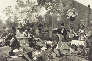 1888年，莫东森林中的布吕耶尔舞厅（Cabaret du Coq de Bruyère）。 作者 奥古斯特·勒佩雷（Auguste Lepere）