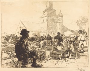 圣让德蒙的家禽市场（Marche a la volaille, a St.-Jean-de-Mont） 作者 奥古斯特·勒佩雷（Auguste Lepere）