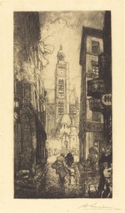 巴黎Montagne-Sainte-Genevieve街 作者 奥古斯特·勒佩雷（Auguste Lepere）