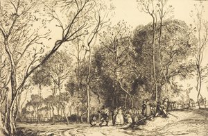 圣马丁的夏天，过去的婚礼 Ete de la Saint-Martin, la noce qui passe, 1908. 作者 奥古斯特·勒佩雷（Auguste Lepere）