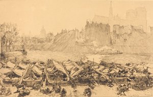 苹果大市场 Le grand marche aux pommes, 1891. 作者 奥古斯特·勒佩雷（Auguste Lepere）