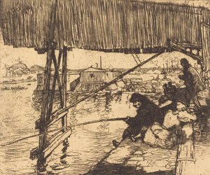 Bercy桥下 Sous le pont de Bercy, 1894. 作者 奥古斯特·勒佩雷（Auguste Lepere）