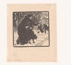 阵雨中的妇女和儿童 卢森堡吉布利斯 Mars Gibouulée（物体上的标题） 1894 年 1 月、2 月和 3 月（系列标题） Janvier, Février et Mars 1894（系列标题）