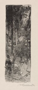 松树砍伐，1887年。 作者 奥古斯特·路易斯·勒佩尔