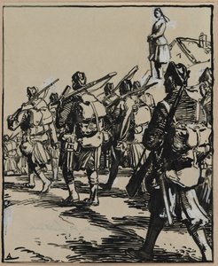 边界之战：1914年的英国士兵小组。 作者 奥古斯特·路易斯·勒佩尔