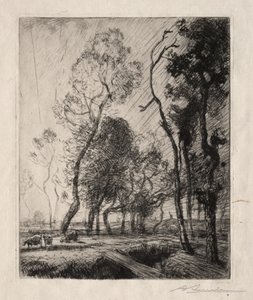 树后的夕阳，1909年。 作者 奥古斯特·路易斯·勒佩尔