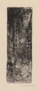 枫丹白露森林：砍伐松树 作者 A. Desmoulins，发表于 Revue Illustrée