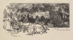 枫丹白露森林：皮查尔母亲的食堂 作者 A. Desmoulins，发表于 Revue Illustrée