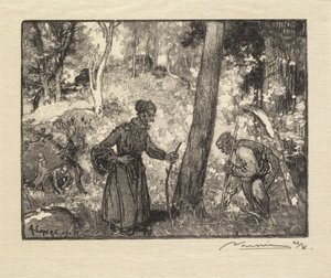 枫丹白露森林：枫丹白露宫的蘑菇猎人...，1890。
