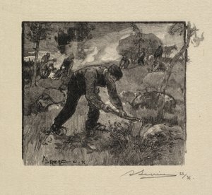 枫丹白露森林：拉动红叶石楠 作者 A. Desmoulins，发表于 Revue Illustrée