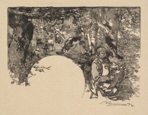 枫丹白露森林：画家们 作者 A. Desmoulins，发表于 Revue Illustrée