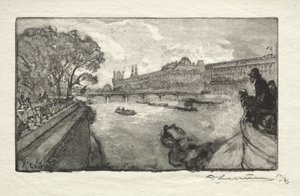 罗浮宫，从新桥（Pont Neuf）看，1890年。 作者 奥古斯特·路易斯·勒佩尔