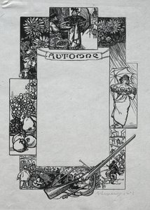 巴黎年鉴》，1897 年：  装饰边框，秋季 作者 奥古斯特·路易斯·勒佩尔