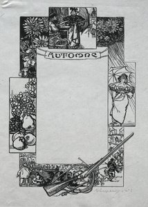巴黎年历，1897年：装饰边框，1897年秋天。 作者 奥古斯特·路易斯·勒佩尔