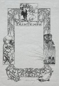 巴黎年鉴》，1897 年：  装饰边框，春天 作者 奥古斯特·路易斯·勒佩尔