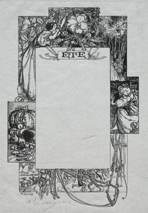 巴黎年历，1897年：装饰边框，1897年夏天。 作者 奥古斯特·路易斯·勒佩尔