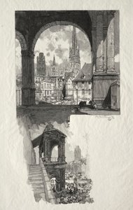 鲁昂图鉴：Place de la Haute Vieille Tour；Edicule de la Fierte 作者 奥古斯特·路易斯·勒佩尔