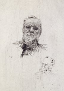 维克多·雨果的肖像（1802-85）（litho） 作者 奥古斯特·罗丹（Auguste Rodin）