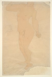 裸体站立（头部部分被纸边割去） 作者 奥古斯特·罗丹（Auguste Rodin）