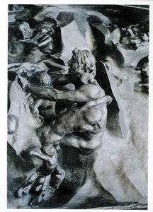 地狱之门，乌戈利诺和他的儿子的细节，左手中央面板，c.1887青铜