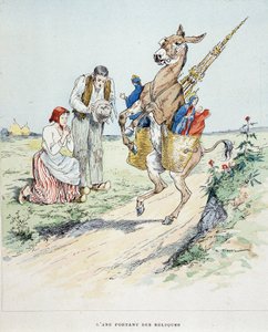 《拉封丹寓言》中的驴背负遗物，生病了。 作者 Auguste Vimar (1851-1916), Tours, at A, Mame & Fils