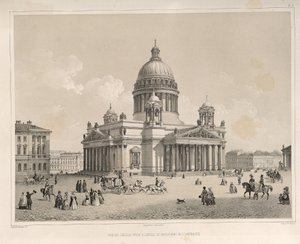 从Admiralteysky Prospekt看到的圣以撒大教堂，来自：圣以撒大教堂的建造，1845年