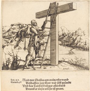基督带着罪恶、死亡和魔鬼登上十字架，1547年。