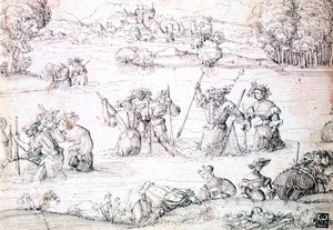 在雨中钓鱼，c1513-1553 作者 奥古斯丁·赫希沃格尔