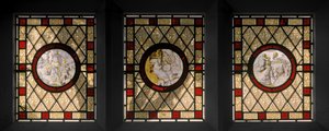 带有Netherlandish Roundels的图书馆窗户，第1844页（彩色玻璃） 作者 奥古斯都·韦尔比·诺斯莫尔·普金