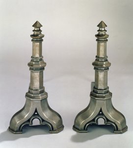一对哥特式风格Andirons，c.1836（铸钢） 作者 奥古斯都·韦尔比·诺斯莫尔·普金
